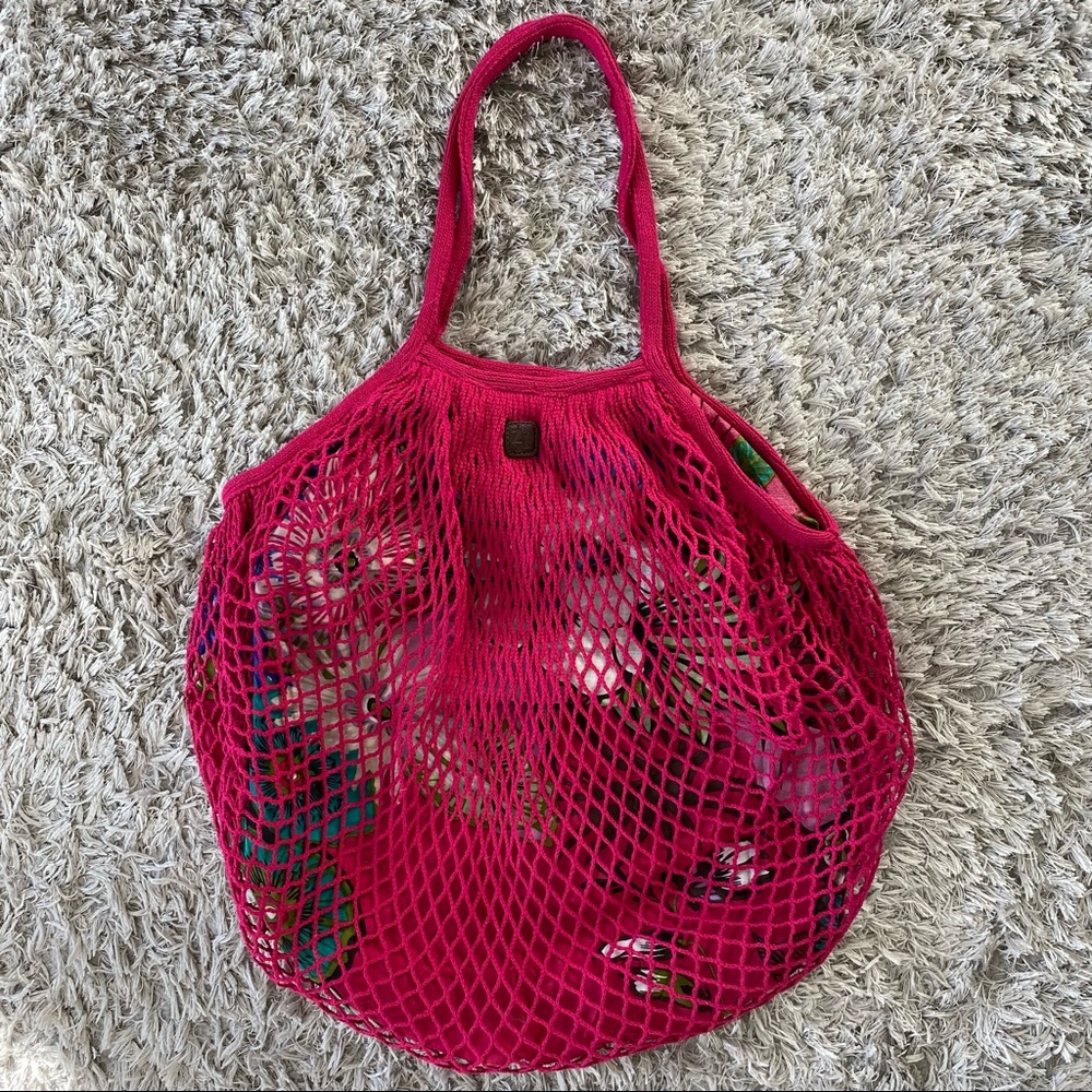 Pink Mesh Beach Bag